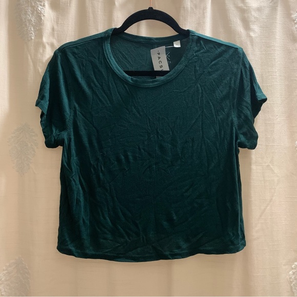 PS Basics by Pacsun 
Forest Green Ribbed Cropped T-Shirt NWT - Picture 2 of 10